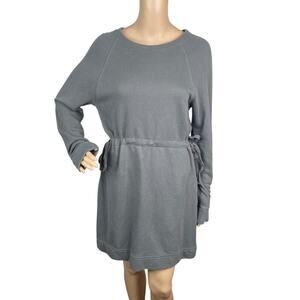 Athleta Studio Cinch Gray Long Sleeve French Terry Sweatshirt Dress SZ S